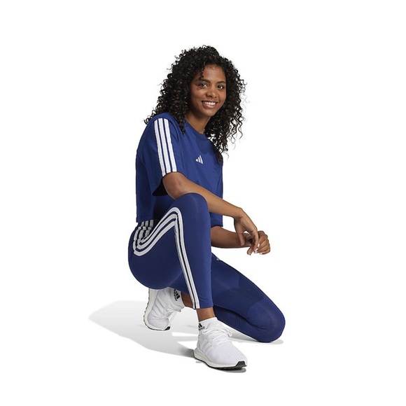 Adidas Women's Navy Leggings with White Stripes Size Small NWT - Picture 3 of 10